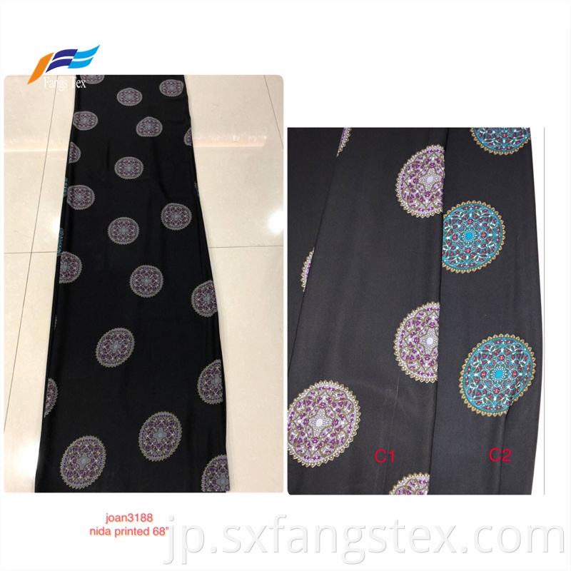 Breathable Formal Black Abaya Dubai Nida Printed Fabric